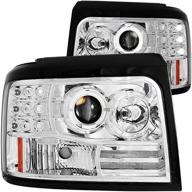 anzousa 111183 chrome projector halo headlight pair with side marker and parking light for ford f-150/f-250/bronco - enhancing visibility and style logo