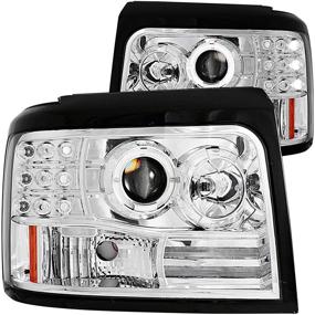 img 3 attached to AnzoUSA 111183 Chrome Projector Halo Headlight Pair with Side Marker and Parking Light for Ford F-150/F-250/Bronco - Enhancing Visibility and Style