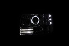 img 1 attached to AnzoUSA 111183 Chrome Projector Halo Headlight Pair with Side Marker and Parking Light for Ford F-150/F-250/Bronco - Enhancing Visibility and Style