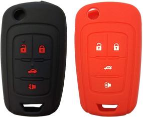 img 2 attached to Keyless Entry Remote Key Fob Skin Cover Protective Silicone Rubber Key Jacket Protector For GM Chevrolet Chevy Camaro Cruze Buick 4 Buttons Key Holder (1 Black With Red + 1 Red)