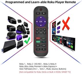 img 3 attached to Gvirtue Universal Remote Control for Roku Player 1 2 3 4 Premiere/+ Express/+ Ultra with 9 Additional Learning Keys - Control TV, Soundbar & Receiver