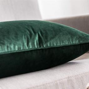 img 3 attached to 🎄 MIULEE Pack of 2 Army Green Velvet Throw Pillow Covers - Soft & Luxurious Solid Square Cushion Cases for Christmas Decor - Ideal for Sofa, Bedroom, Car - 18x18 Inch (45x45cm)