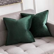 🎄 miulee pack of 2 army green velvet throw pillow covers - soft & luxurious solid square cushion cases for christmas decor - ideal for sofa, bedroom, car - 18x18 inch (45x45cm) логотип