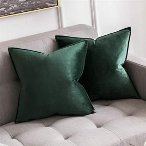 img 4 attached to 🎄 MIULEE Pack of 2 Army Green Velvet Throw Pillow Covers - Soft & Luxurious Solid Square Cushion Cases for Christmas Decor - Ideal for Sofa, Bedroom, Car - 18x18 Inch (45x45cm)