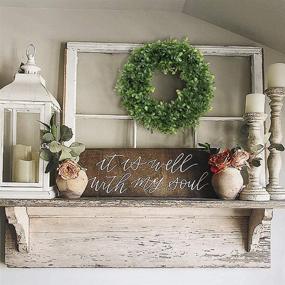 img 3 attached to 🌿 15-inch Boxwood Wreath: Artificial Green Mini Wreath for Front Door, Farmhouse Wall, Window, Party, Wedding Decor - Indoor/Outdoor