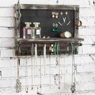 🪚 rustic wood and metal mesh wall-mounted jewelry hanger for necklaces, bracelets, and earrings organization by mygift логотип