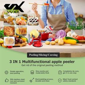 img 3 attached to 3-in-1 Cast Apple/Potato Peeler Slicer Corer - Stainless Steel Blades, Red Hand-cranking Machine - 🍎 Durable Heavy Duty Die Cast Magnesium Alloy Fruit Vegetable Cutter Peeler - Summer Fun Gift - VVXX