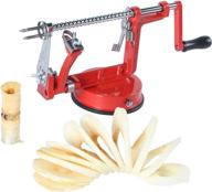 3-in-1 cast apple/potato peeler slicer corer - stainless steel blades, red hand-cranking machine - 🍎 durable heavy duty die cast magnesium alloy fruit vegetable cutter peeler - summer fun gift - vvxx logo