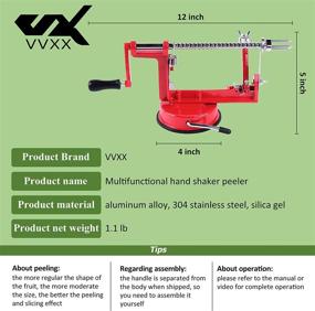 img 2 attached to 3-in-1 Cast Apple/Potato Peeler Slicer Corer - Stainless Steel Blades, Red Hand-cranking Machine - 🍎 Durable Heavy Duty Die Cast Magnesium Alloy Fruit Vegetable Cutter Peeler - Summer Fun Gift - VVXX