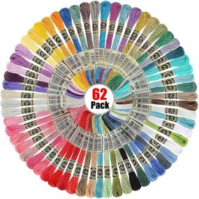 img 4 attached to 🧵 Vibrant 62 Skeins Embroidery Metallic Threads Set for DIY Thread Crafts: Glitter Embroidery Floss, Cross-Stitch Polyester Thread with Mixed Colors - Perfect for Friendship Bracelets