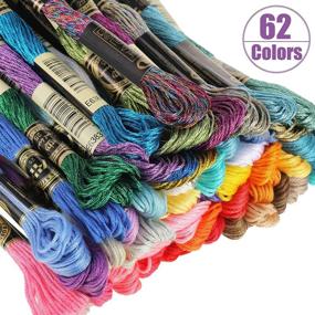 img 1 attached to 🧵 Vibrant 62 Skeins Embroidery Metallic Threads Set for DIY Thread Crafts: Glitter Embroidery Floss, Cross-Stitch Polyester Thread with Mixed Colors - Perfect for Friendship Bracelets