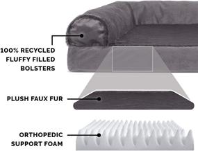 img 2 attached to 🐾 Furhaven CertiPUR-US Certified Foam Pet Beds - Small, Medium, and Large Dogs and Cats - Affordably Stylish Two-Tone L Chaise, Southwest Kilim Sofa, Faux Fur Velvet Sofa Dog Bed, and More