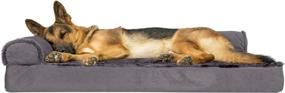 img 4 attached to 🐾 Furhaven CertiPUR-US Certified Foam Pet Beds - Small, Medium, and Large Dogs and Cats - Affordably Stylish Two-Tone L Chaise, Southwest Kilim Sofa, Faux Fur Velvet Sofa Dog Bed, and More