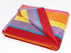 img 3 attached to 🏖️ Cotton Craft 58x68-inch Oversized Woven Velour Beach Towel: Huge, 100% Cotton Plush Blanket for Two - Summer of Siam. Each Towel Weighs 2.52 Lbs (450 GSM)