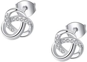 img 4 attached to 💍 Sterling Silver Cubic Zirconia Love Knot Stud Earrings - dainty, twisted design for women and girls