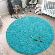 st. bridge soft round rug for girls room - fluffy circle rug for kids room in teal - 4 feet diameter plush carpet for living room and bedroom logo