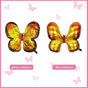 img 2 attached to 🦋 6-Piece Butterfly Foil Balloons: Perfect Decor for Butterfly Theme Party Supplies, Baby Shower, Wedding, Birthday! Includes 6 Colors