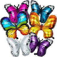 🦋 6-piece butterfly foil balloons: perfect decor for butterfly theme party supplies, baby shower, wedding, birthday! includes 6 colors логотип