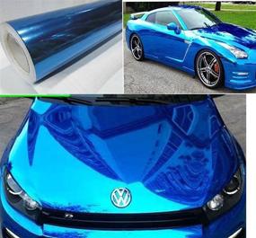 img 1 attached to 🚗 Enhanced DIYAH Gloss Chrome Mirror Vinyl Car Wrap Sticker | Air Release, Bubble-Free, Anti-Wrinkle | 12" X 60" (1 FT X 5FT), Blue