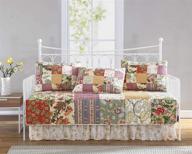 delaney 5-piece floral patchwork daybed cover set: 100% cotton quilt coverlet, pre-washed, daybed size logo