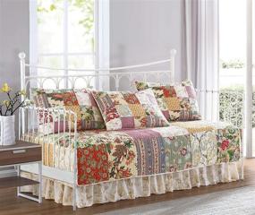 img 3 attached to Delaney 5-Piece Floral Patchwork Daybed Cover Set: 100% Cotton Quilt Coverlet, Pre-Washed, Daybed Size