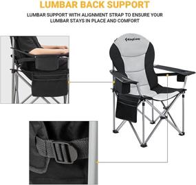 img 2 attached to KingCamp Oversized Portable Folding Camping Armrest Chair with Lumbar Back Support, Heavy-Duty Design, Cooler Bag, Cup Holder, Side Pocket, and Carry Bag - Perfect for Fishing, Hiking, Patio Parties