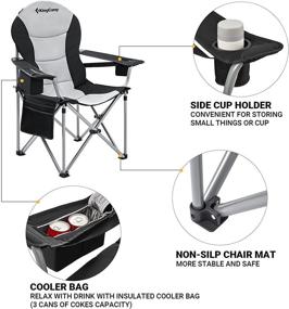 img 1 attached to KingCamp Oversized Portable Folding Camping Armrest Chair with Lumbar Back Support, Heavy-Duty Design, Cooler Bag, Cup Holder, Side Pocket, and Carry Bag - Perfect for Fishing, Hiking, Patio Parties