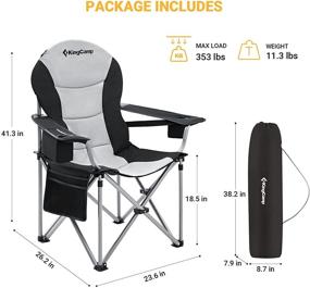 img 3 attached to KingCamp Oversized Portable Folding Camping Armrest Chair with Lumbar Back Support, Heavy-Duty Design, Cooler Bag, Cup Holder, Side Pocket, and Carry Bag - Perfect for Fishing, Hiking, Patio Parties