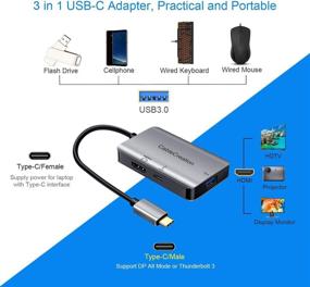 img 2 attached to 💻 USB 3.1 Type C to HDMI 4K Adapter with 100W Power Charging & USB 3.0 3-in-1 Thunderbolt 3 Aluminum Hub | Compatible with MacBook Pro 2019/2018, XPS 13, Yoga 910, Galaxy S10/9 | Dex Supported Cellphone