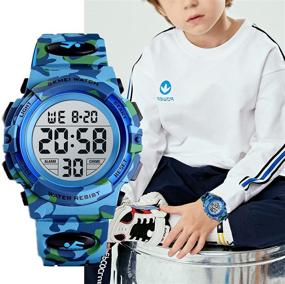 img 1 attached to 🌈 Waterproof Colorful Stopwatch Wristwatch for Boys - Multi-Functional Watches