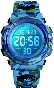 img 4 attached to 🌈 Waterproof Colorful Stopwatch Wristwatch for Boys - Multi-Functional Watches