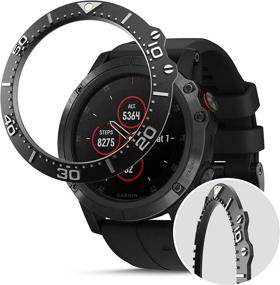 img 3 attached to 🔒 Кольцо ободка из нержавеющей стали BaiHui, совместимое с часами Garmin Fenix 5X Plus - защитное адгезивное кольцо ободка для Garmin Fenix 5X Plus, защита от царапин и столкновений - черное (не совместимо с Fenix 5 / 5X)