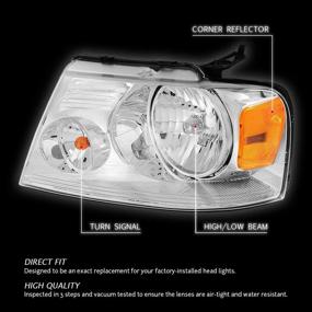 img 3 attached to 🔦 Chrome Amber Headlights Replacement for 04-08 F-150/06-08 Mark LT - DNA Motoring HL-OH-F1504-CH-AM