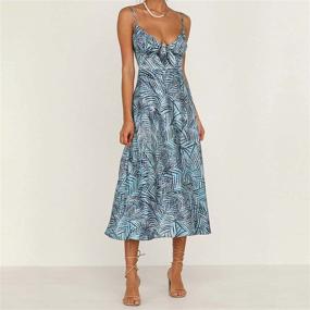 img 2 attached to Stylish Tie-Front Backless Split Hollow Women's Spaghetti Strap Midi Satin Dress