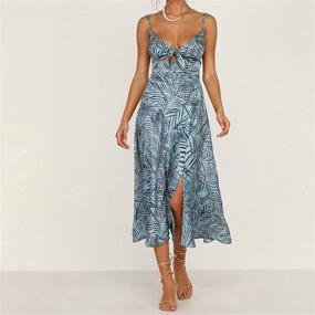 img 3 attached to Stylish Tie-Front Backless Split Hollow Women's Spaghetti Strap Midi Satin Dress