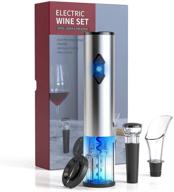 circle joy electric wine bottle opener set: motorized cordless 🍾 corkscrew with foil cutter, stopper, aerator, and pourer - stainless steel логотип