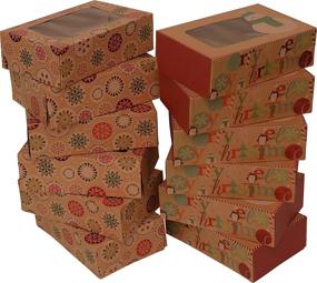 img 1 attached to 🍪 Christmas Doughnut and Cookie Gift Boxes - Set of 12 Rectangle Boxes with Clear Window & Festive Hot Stamp Designs