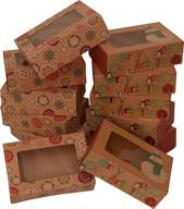 🍪 christmas doughnut and cookie gift boxes - set of 12 rectangle boxes with clear window & festive hot stamp designs logo