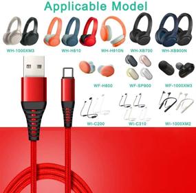 img 2 attached to 🔌 6ft Red Nylon Braided USB Charging Cable for Sony WH1000XM3 WHXB900N Headphones, Jabra Elite 75t - Replacement PC Cord