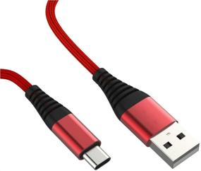 img 1 attached to 🔌 6ft Red Nylon Braided USB Charging Cable for Sony WH1000XM3 WHXB900N Headphones, Jabra Elite 75t - Replacement PC Cord