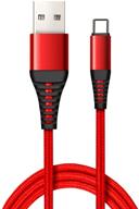 🔌 6ft red nylon braided usb charging cable for sony wh1000xm3 whxb900n headphones, jabra elite 75t - replacement pc cord logo