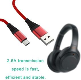 img 3 attached to 🔌 6ft Red Nylon Braided USB Charging Cable for Sony WH1000XM3 WHXB900N Headphones, Jabra Elite 75t - Replacement PC Cord