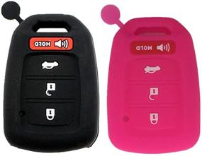 img 4 attached to Ezzy Auto Black And Hot Pink Silicone Key Fob Case Key Cover Jacket Holder Protector Fit For 2013-2017 Honda Accord Sports