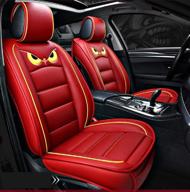 🚗 protective cartoon car seat covers: waterproof leather, universal fit, removable cushions (red) logo