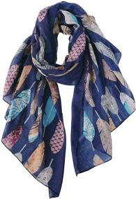 img 4 attached to Vibrant Feather-themed GERINLY 🪶 Scarf: A Must-Have Women's Accessory