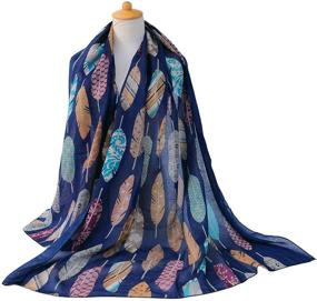 img 2 attached to Vibrant Feather-themed GERINLY 🪶 Scarf: A Must-Have Women's Accessory