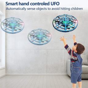 img 2 attached to 🚀 IOKUKI - Hand-Operated Mini Drones for Kids & Adults with LED Lights, Small Drone UFO Flying Ball Toys for 6-12 Years Old Boys/Girls Gifts (Blue)