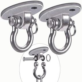 img 4 attached to BeneLabel Set of 2 Anti-Rust Stainless Steel 304 Swing Hangers - 2000LB Capacity, Ideal for Yoga Hammock Chairs, Swing Sets, Sandbags, 180° Swing (No Screws)