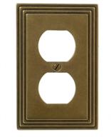 🔌 amerelle steps single duplex wallplate in rustic brass cast metal logo