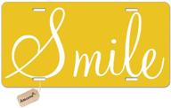 amcove smile sunshine yellow decorative license plate aluminum metal license plate car tag novelty home decoration for women girls men boys 6 inch x 12 inch logo